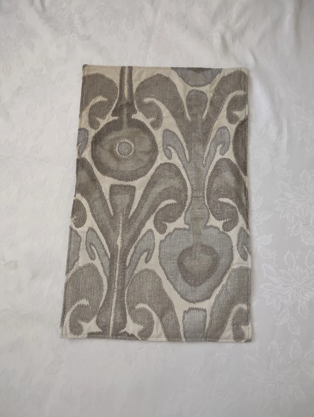 PotteryBarn Kenmare Lumbar Ikat Embroidered Cotton Linen Pillow Sham